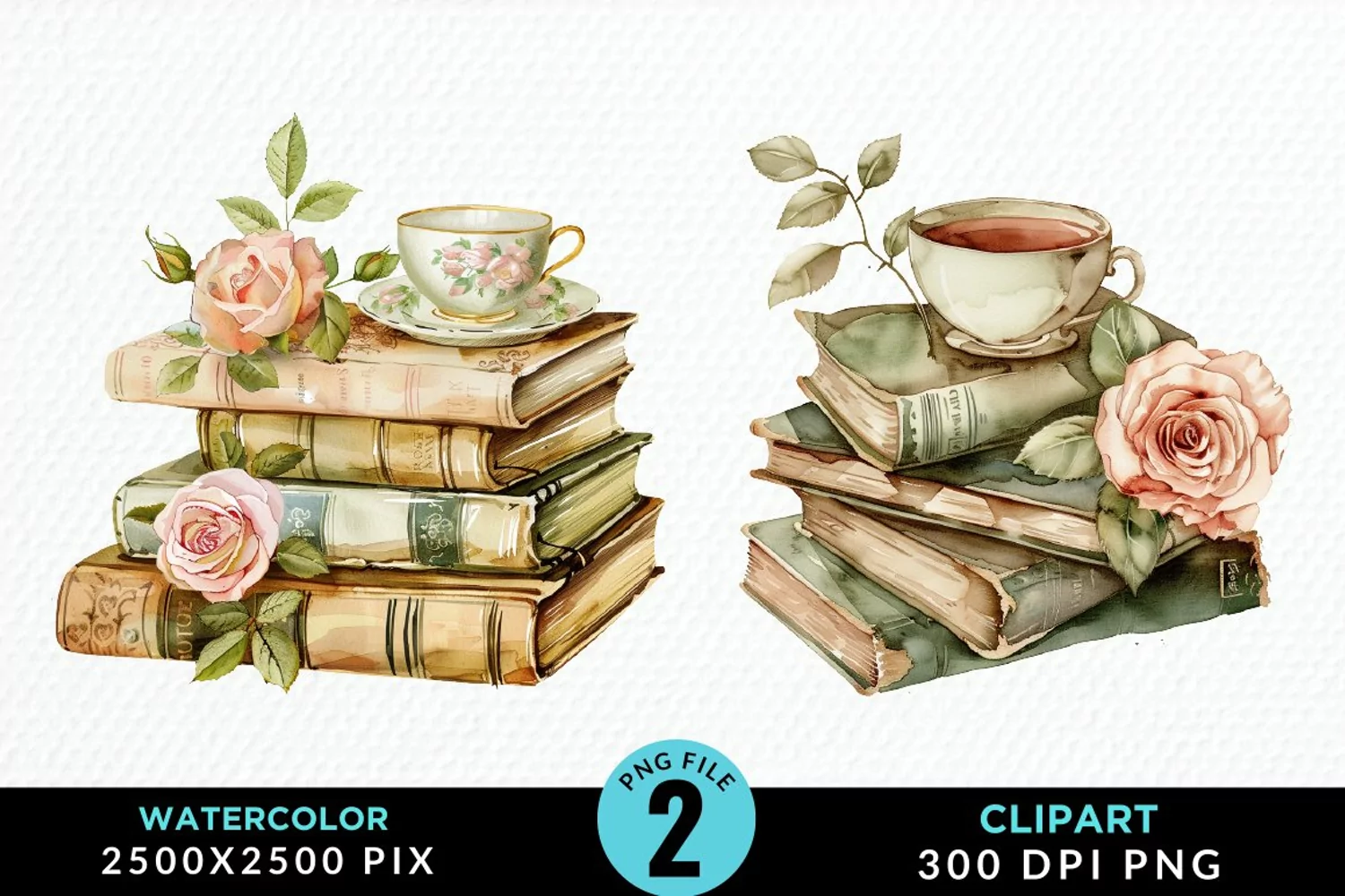 Watercolor Floral Book Illustration Clipart product image 1