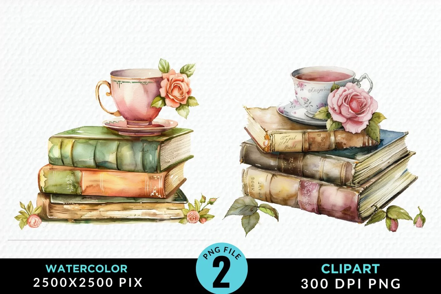 Watercolor Floral Book Illustration Clipart product image 1
