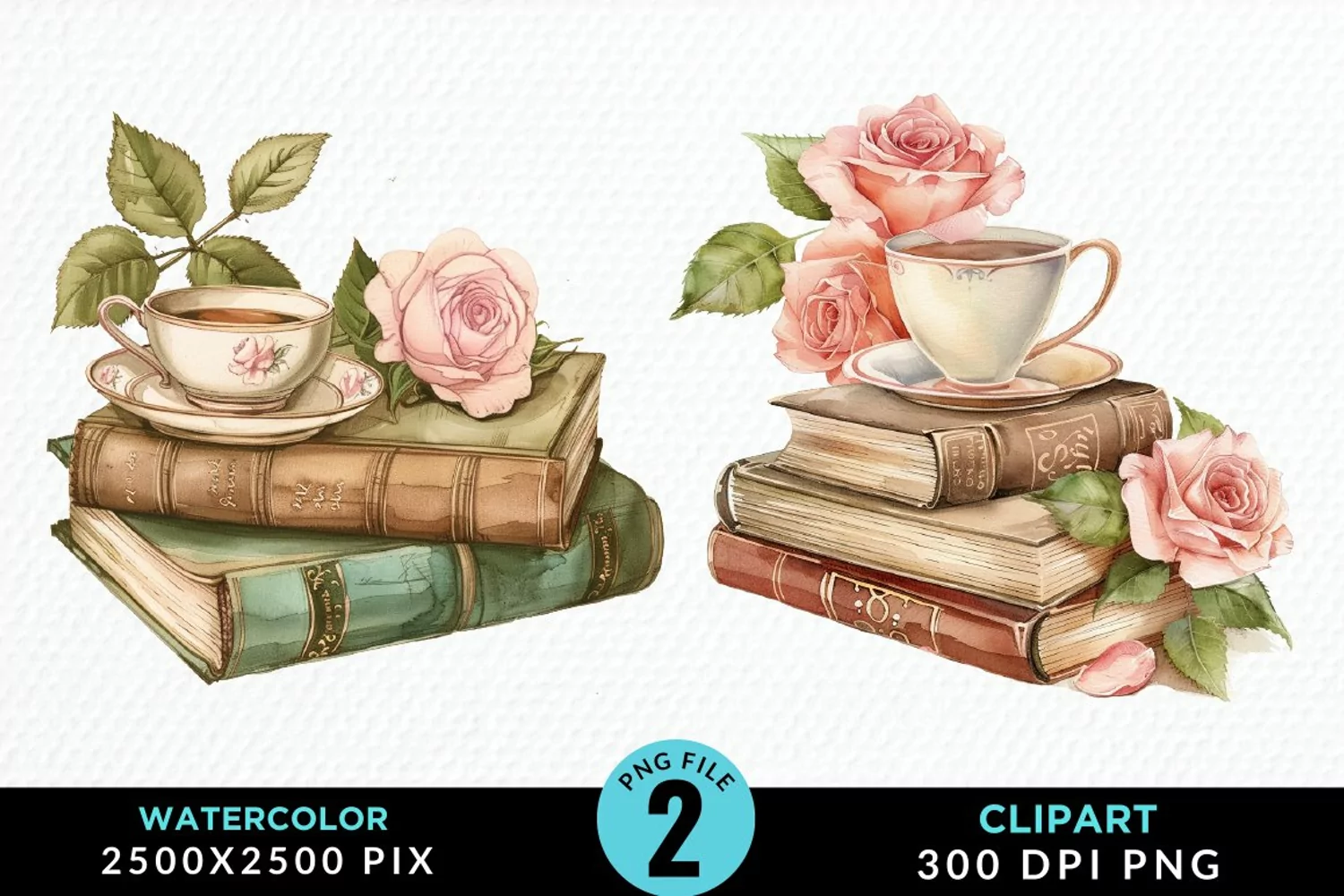 Watercolor Floral Book Illustration Clipart product image 1