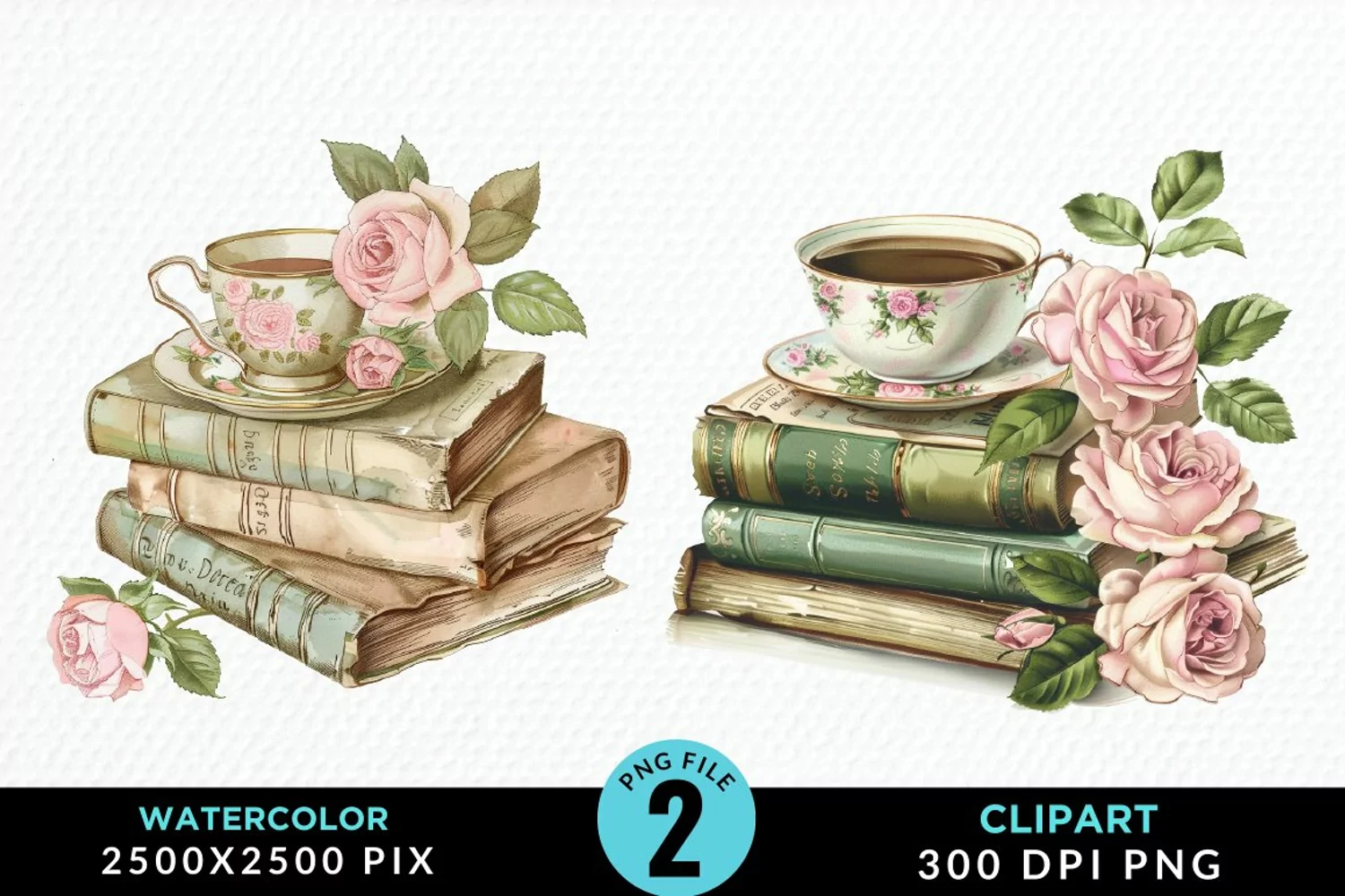 Watercolor Floral Book Illustration Clipart product image 1