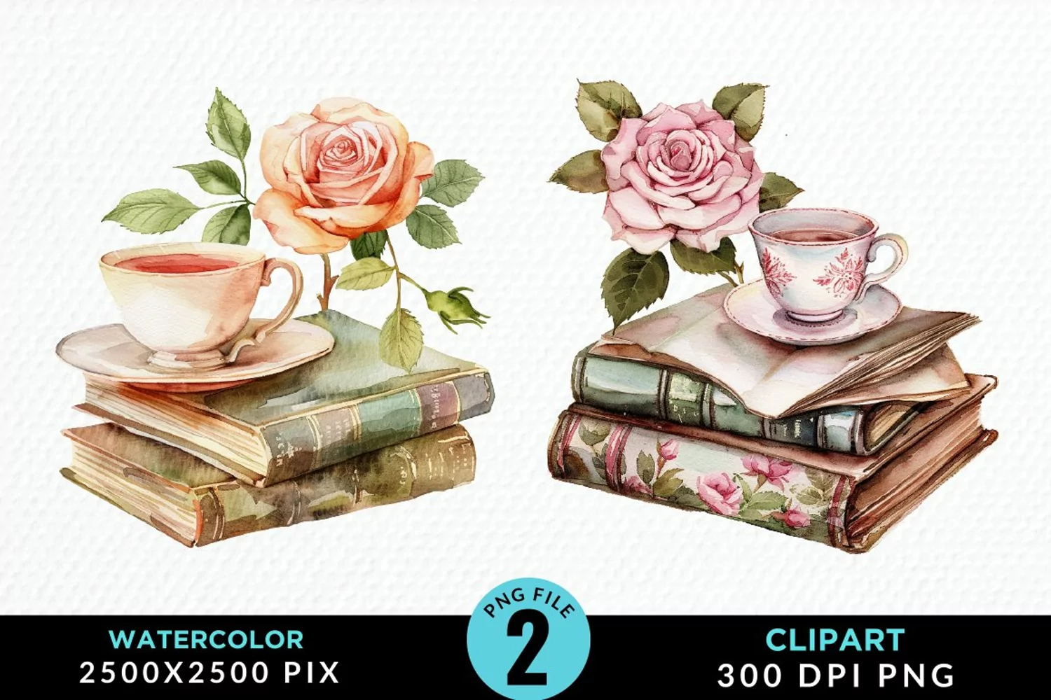 Watercolor Floral Book Illustration Clipart product image 1