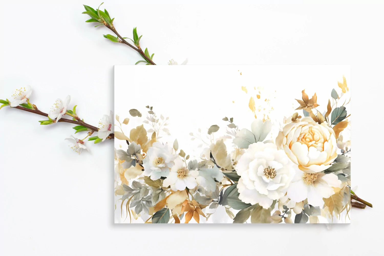 Watercolor Floral Border, Wedding card illustration product image 1