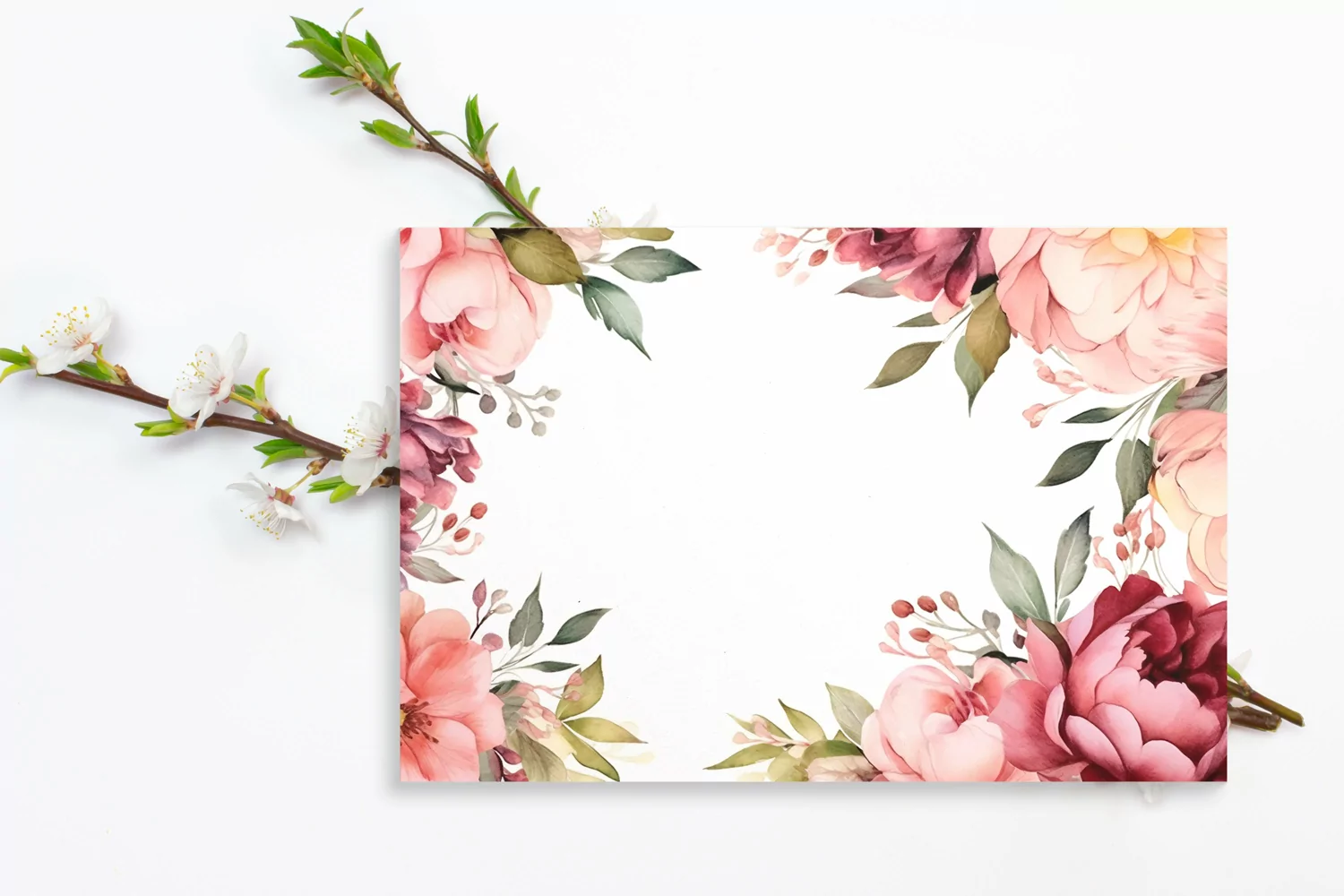 Watercolor Floral Border, Wedding card illustration product image 1