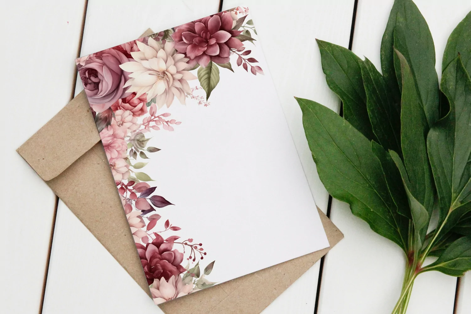 Watercolor Floral Border for wedding invitations product image 1
