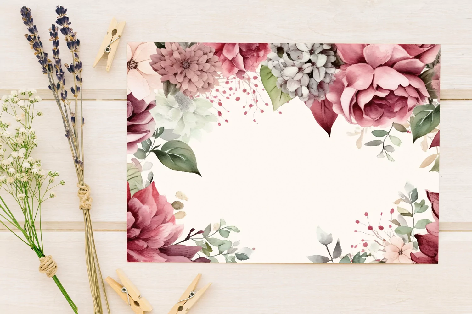 Watercolor Floral Border for wedding invitations product image 1