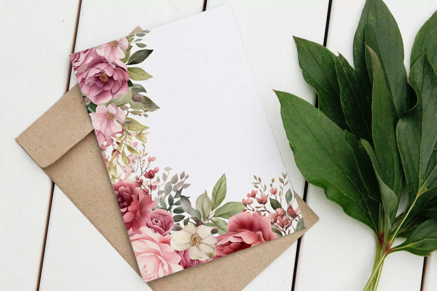 Watercolor Floral Border for wedding invitations product image 1