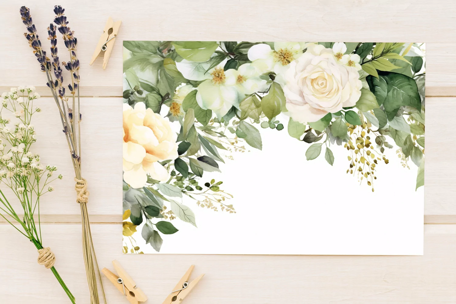 Watercolor Floral Border for wedding invitations product image 1