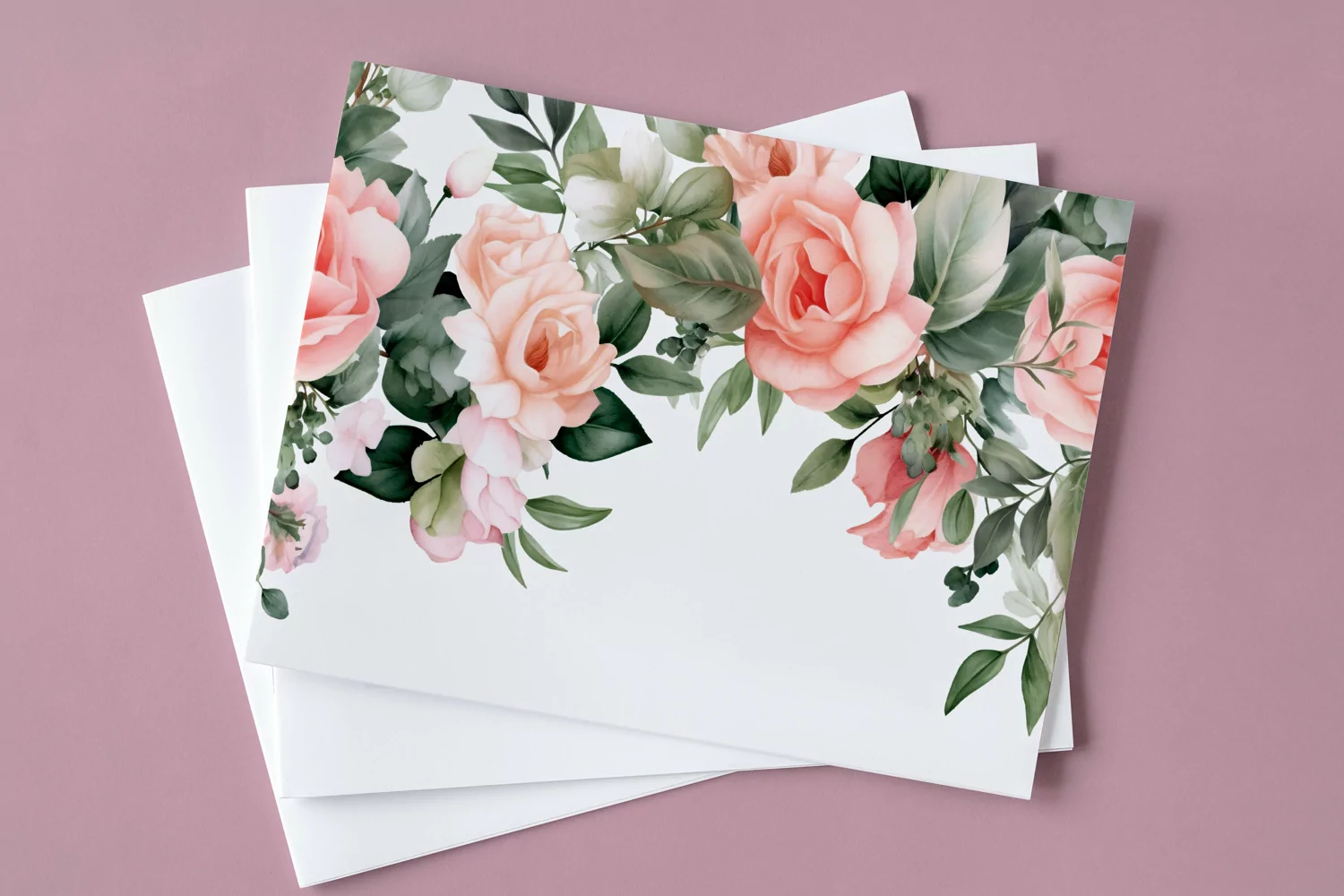 Watercolor Floral Border, Wedding card illustration product image 1
