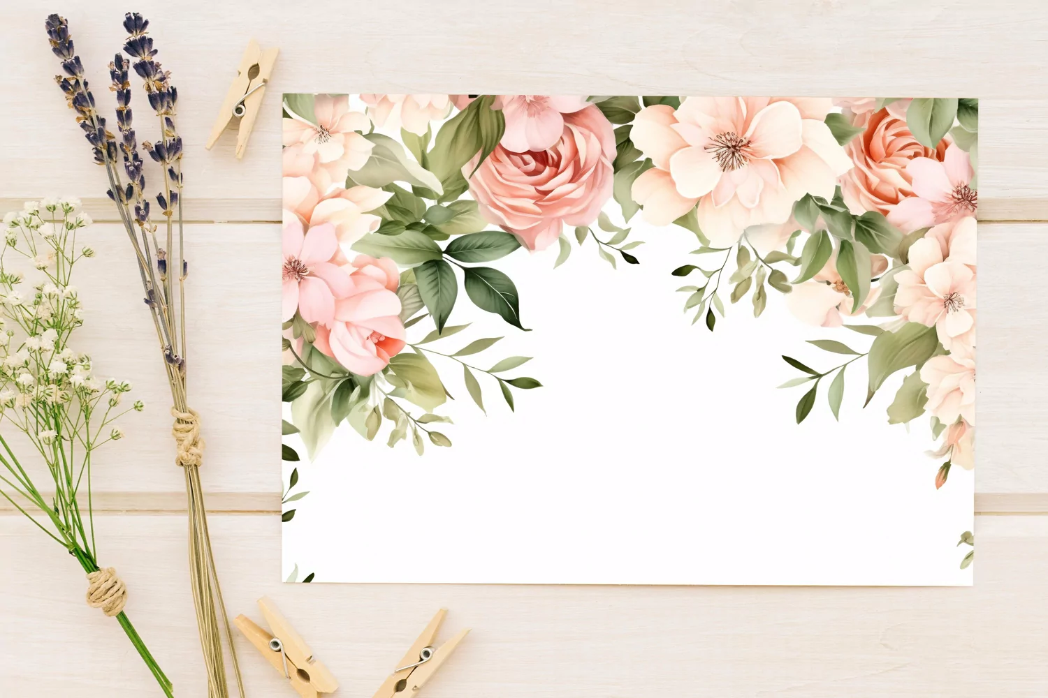 Watercolor Floral Border for wedding invitations product image 1