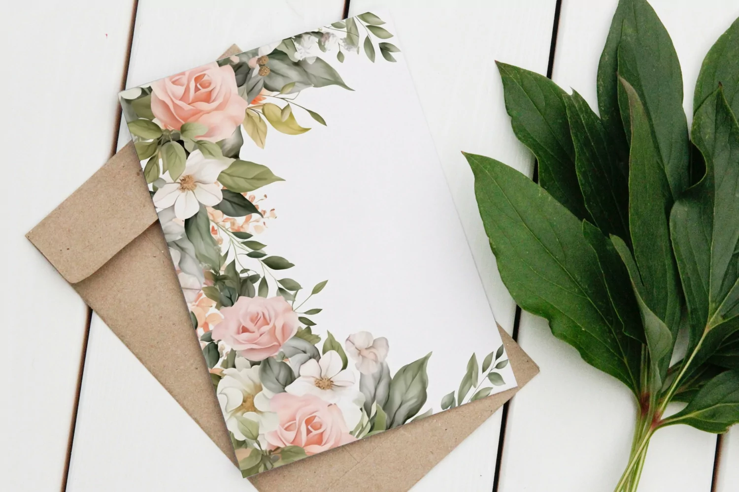 Watercolor Floral Border for wedding invitations product image 1