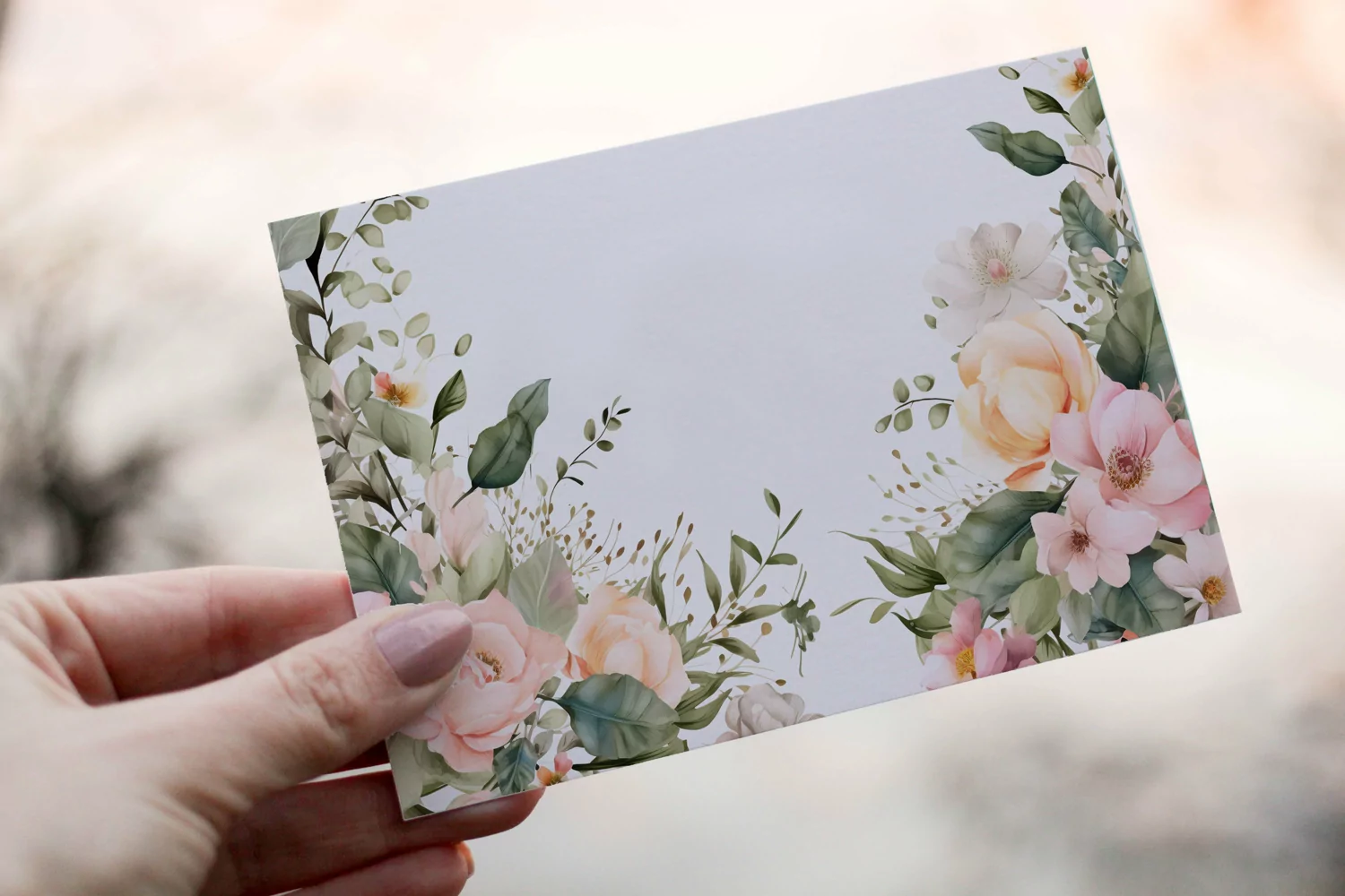 Watercolor Floral Border, Wedding card illustration product image 1