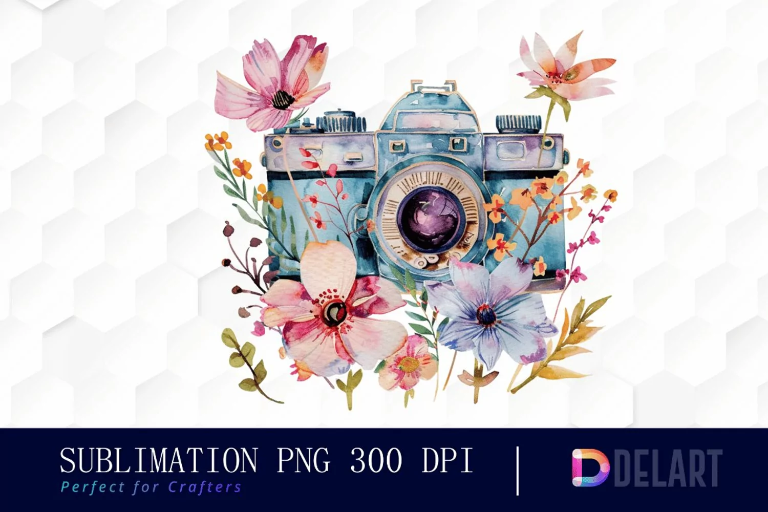 Floral Camera Watercolor Clipart product image 1