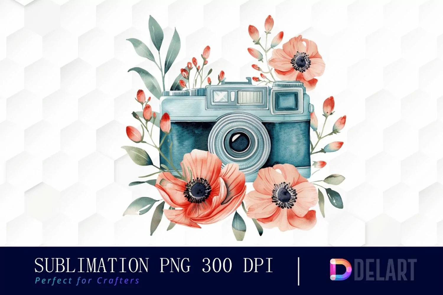 Floral Camera Sublimation PNG Clipart product image 1
