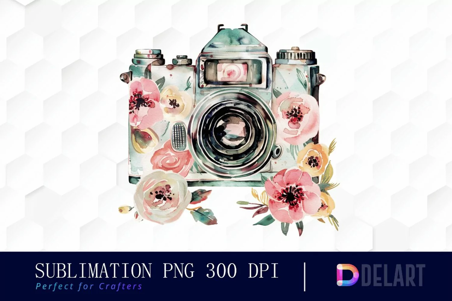 Floral Camera Sublimation PNG Clipart product image 1