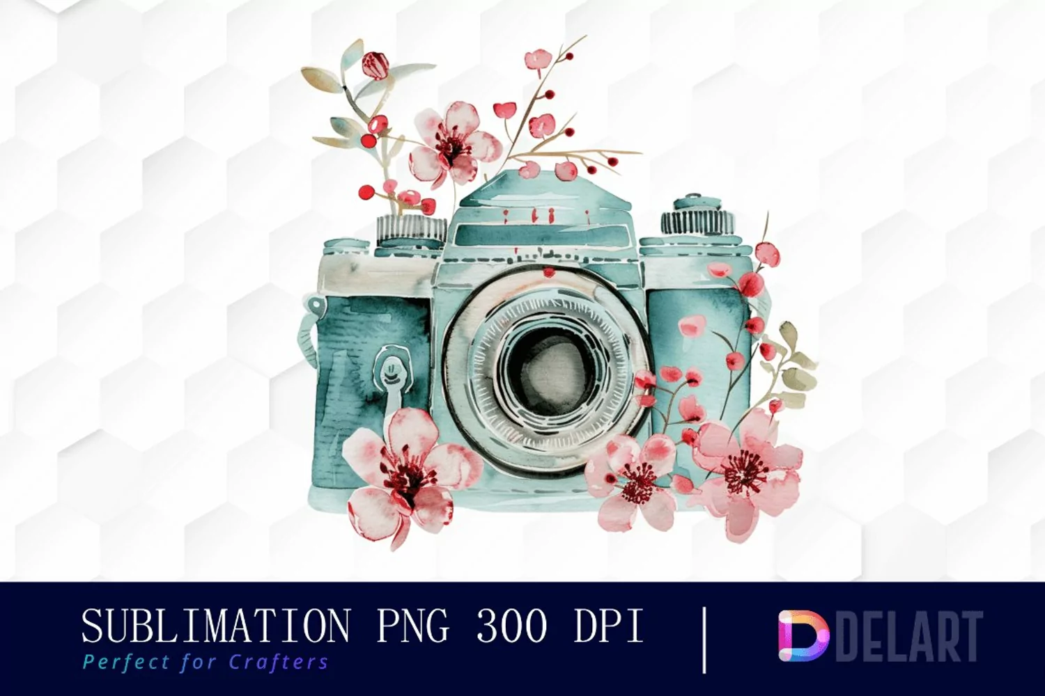 Floral Camera Illustration Clipart product image 1