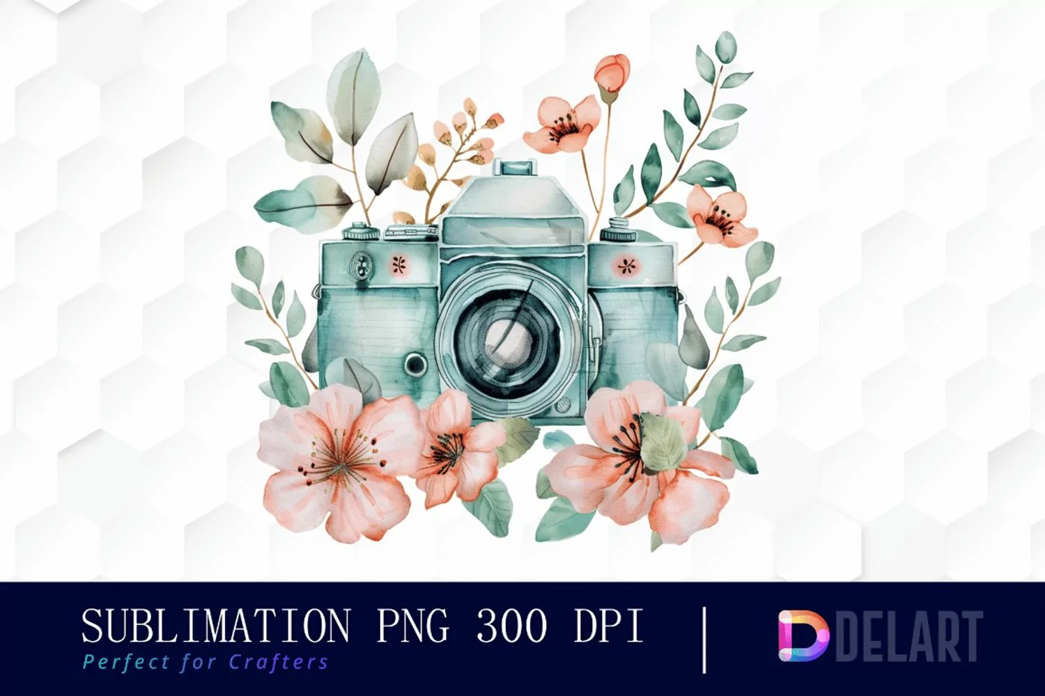 Floral Camera Illustration Clipart product image 1
