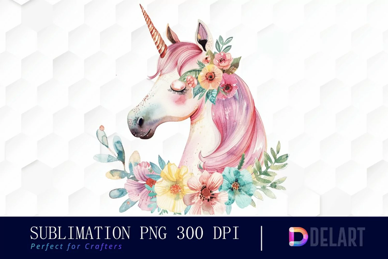 Floral Cute Unicorn Graphics Clipart product image 1