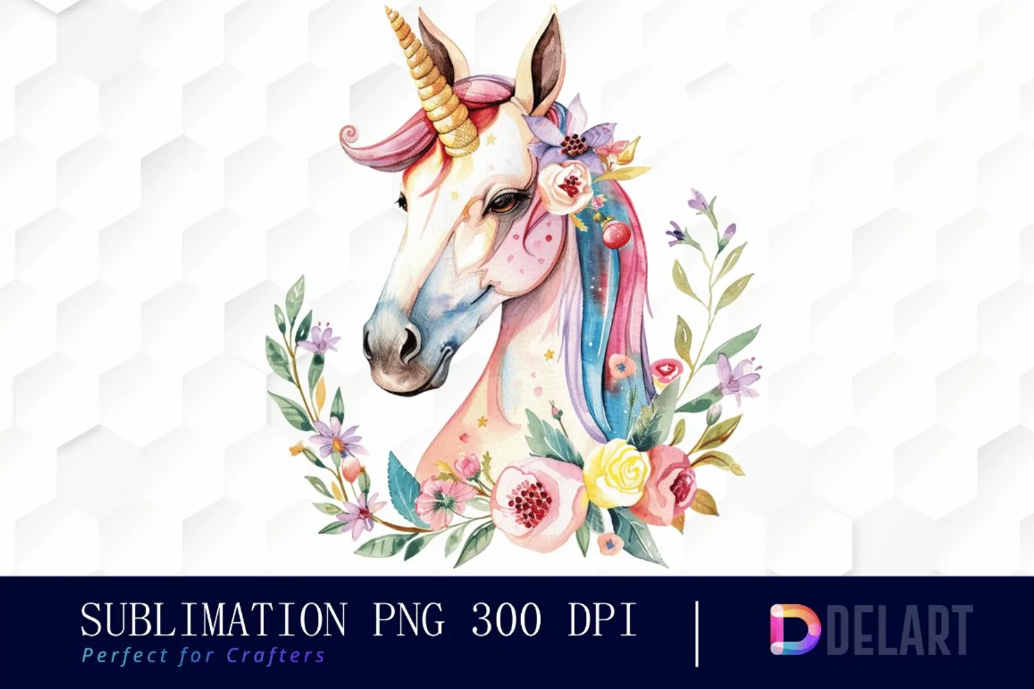 Floral Cute Unicorn Graphics Clipart product image 1