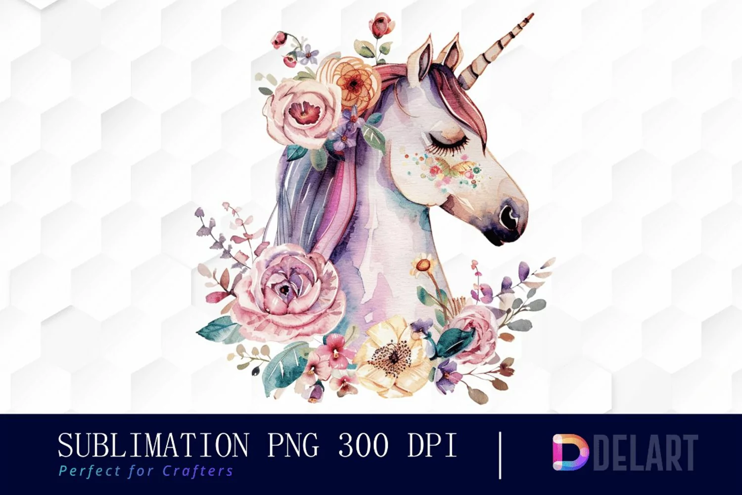 Floral Cute Unicorn Illustration Clipart product image 1