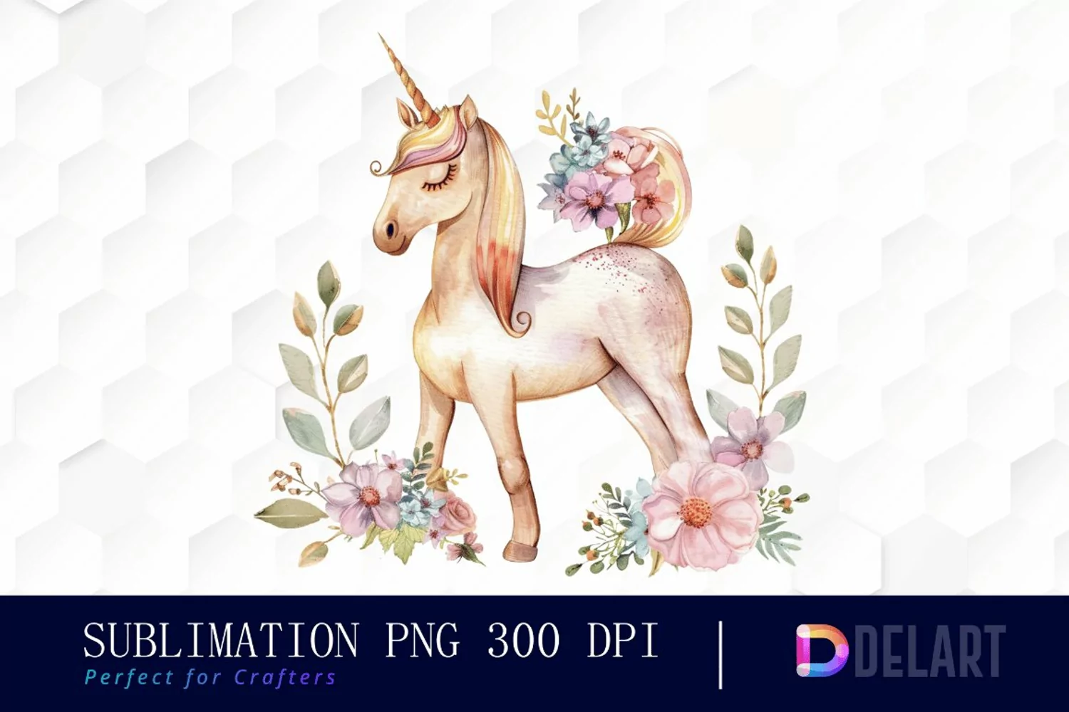 Floral Cute Unicorn Graphics Clipart product image 1