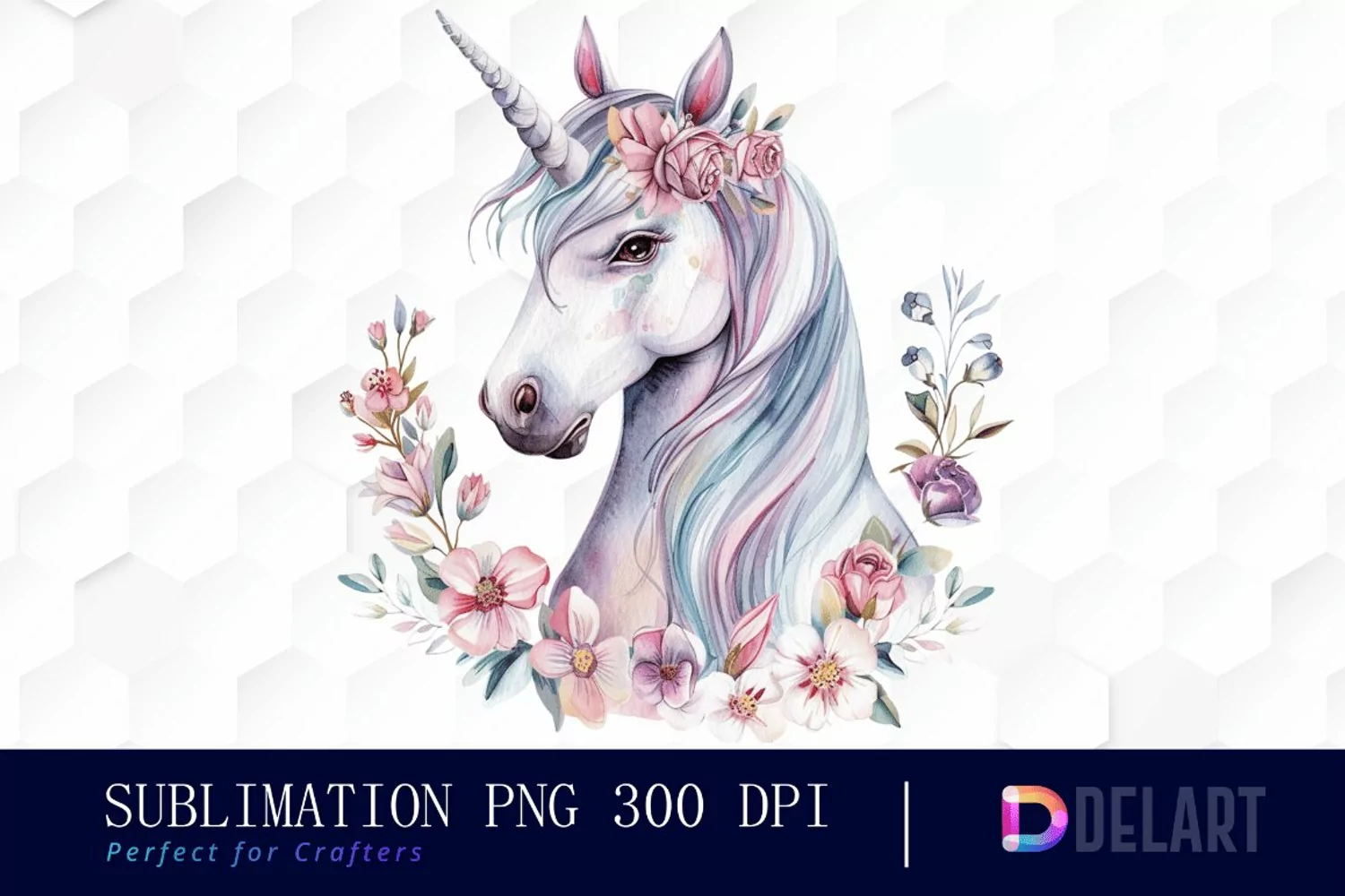 Floral Cute Unicorn Graphics Clipart product image 1