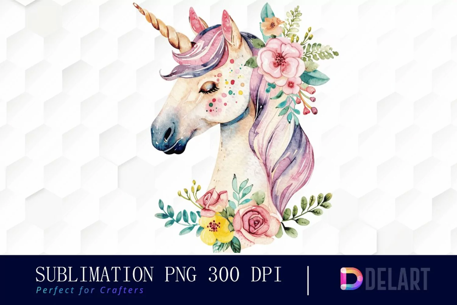 Floral Cute Unicorn Graphics Clipart product image 1