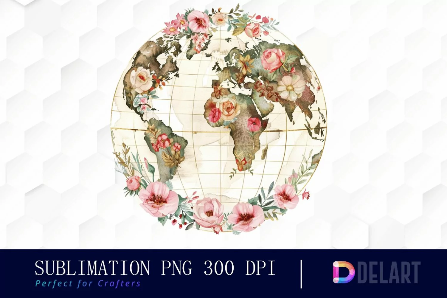 Floral Globe Watercolor Clipart product image 1