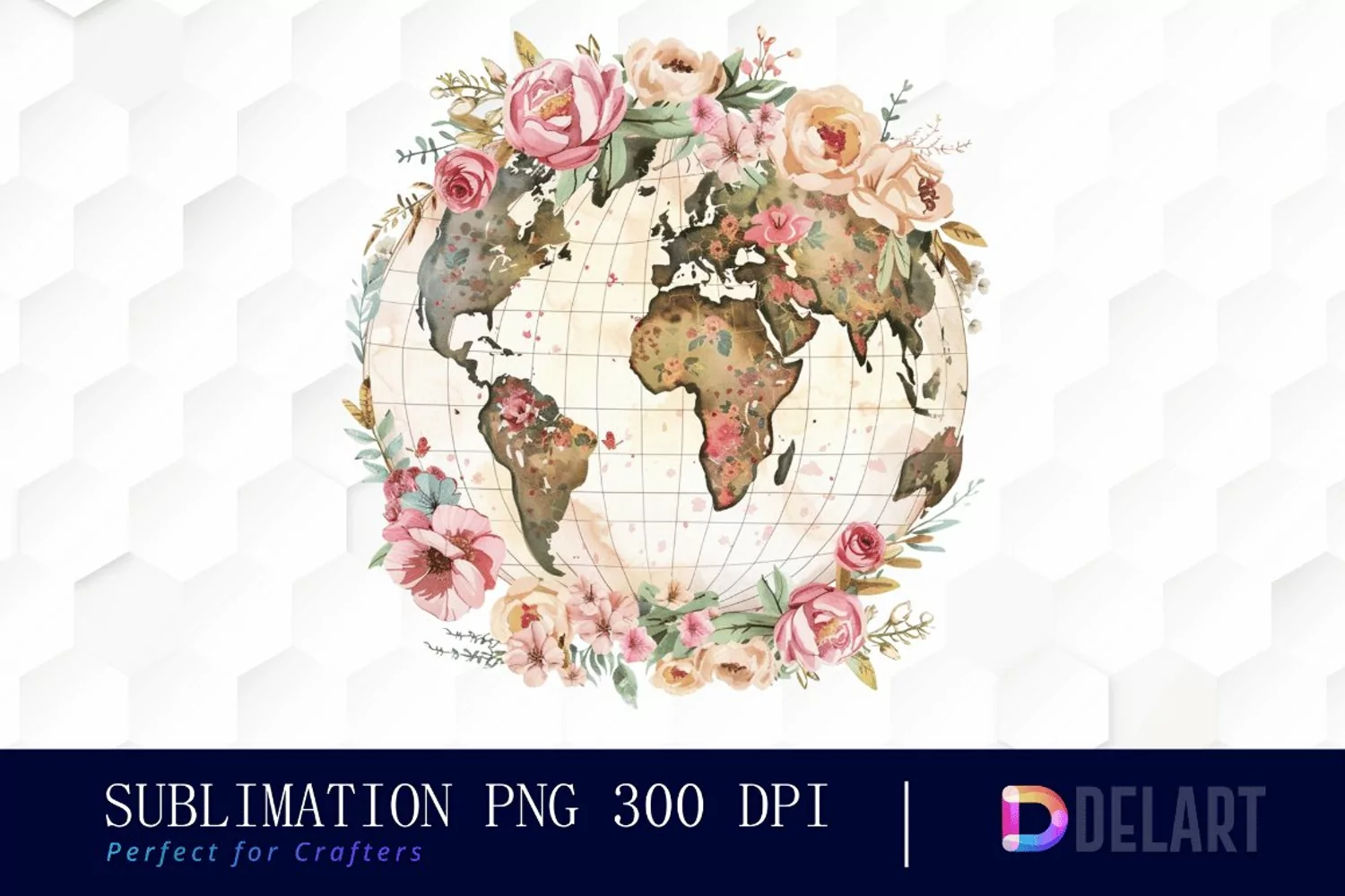 Floral Globe Watercolor Clipart product image 1