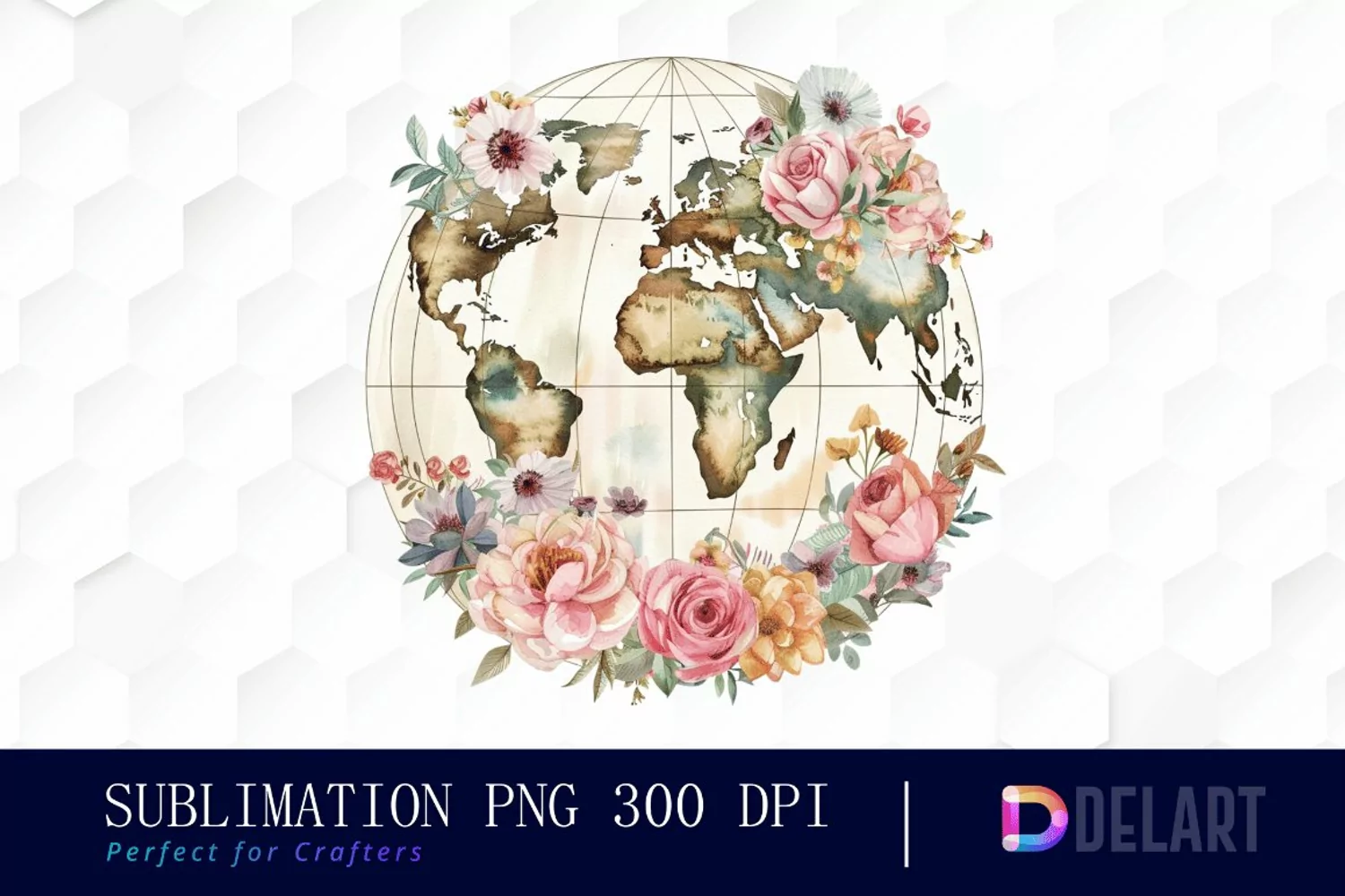 Floral Globe Watercolor Clipart product image 1