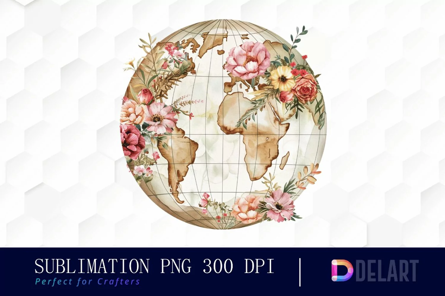 Floral Globe Watercolor Clipart product image 1