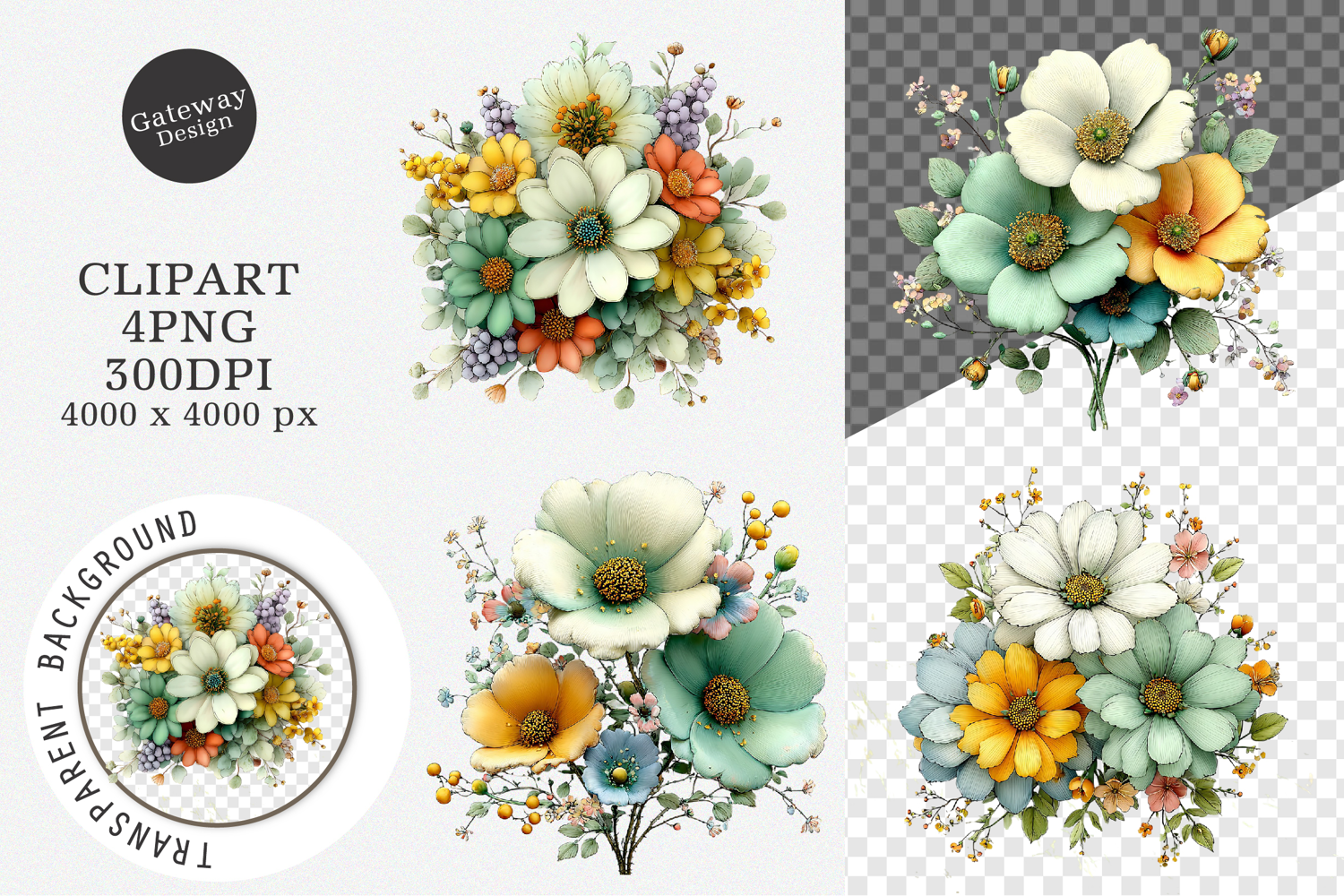 Watercolor Floral Summer Clipart product image 1