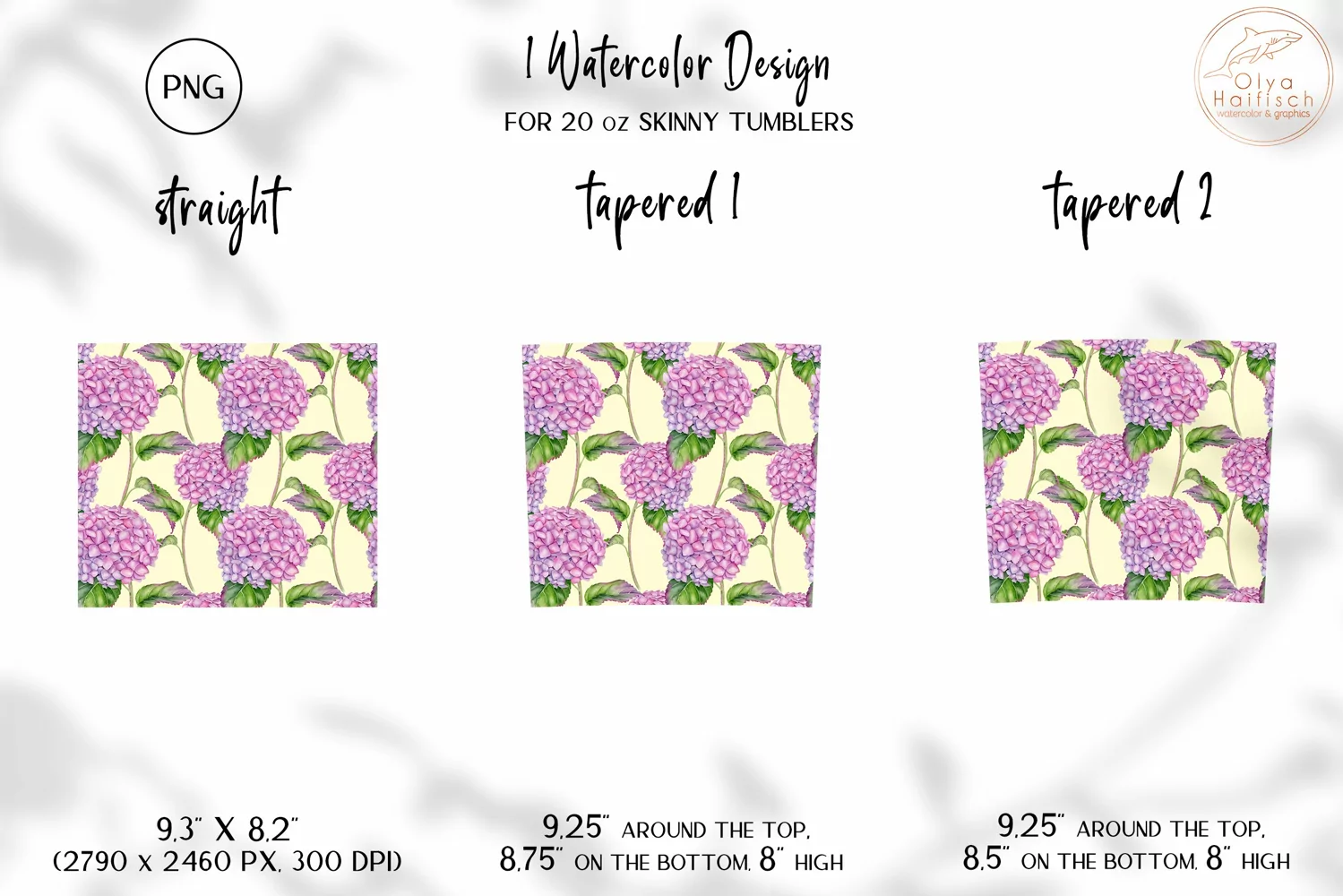 Pink Hydrangea Tumbler Sublimation. 20oz Floral Tumbler Wrap product image 1