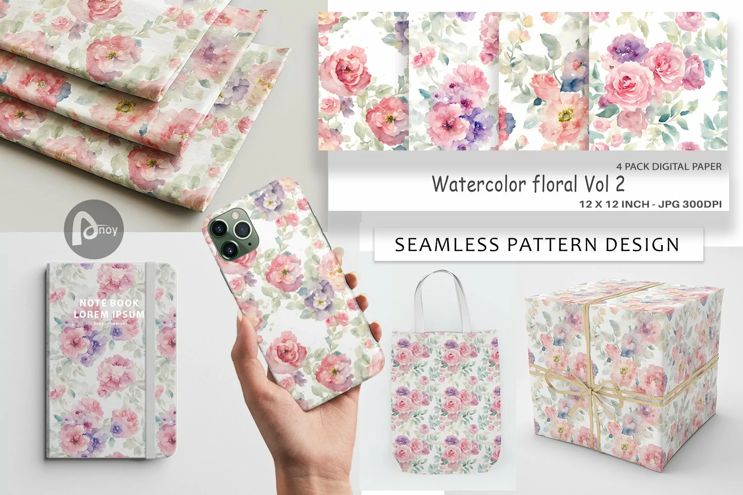 Digital Paper Watercolor floral product image 1