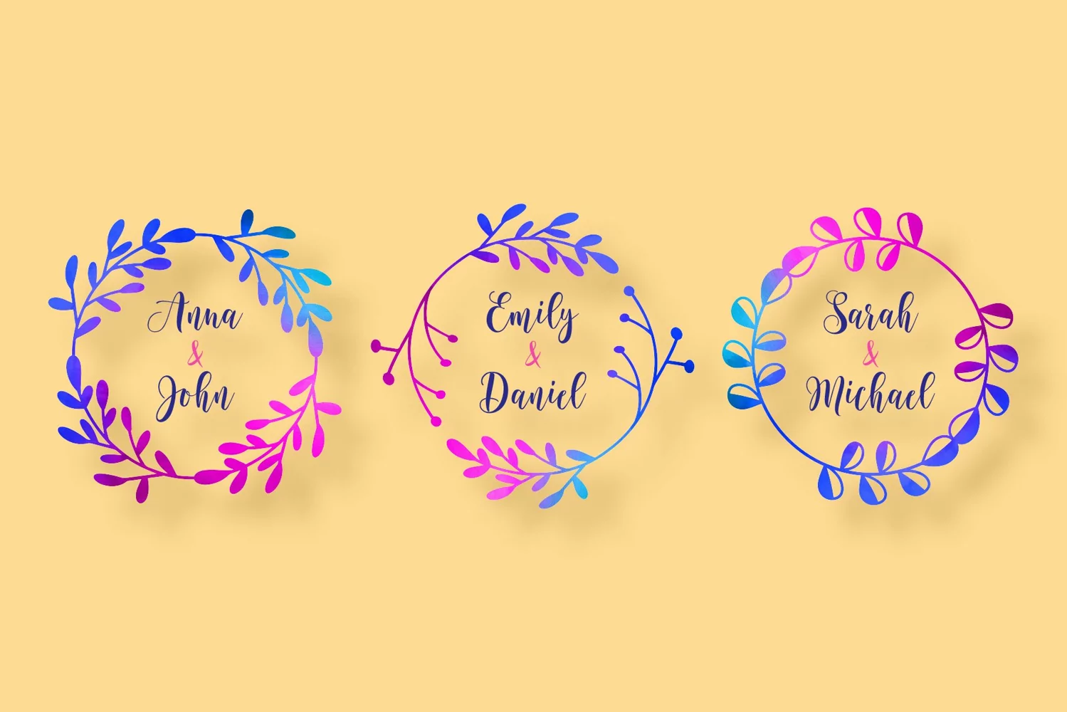 Watercolor Floral Wedding Wreath Templates product image 1