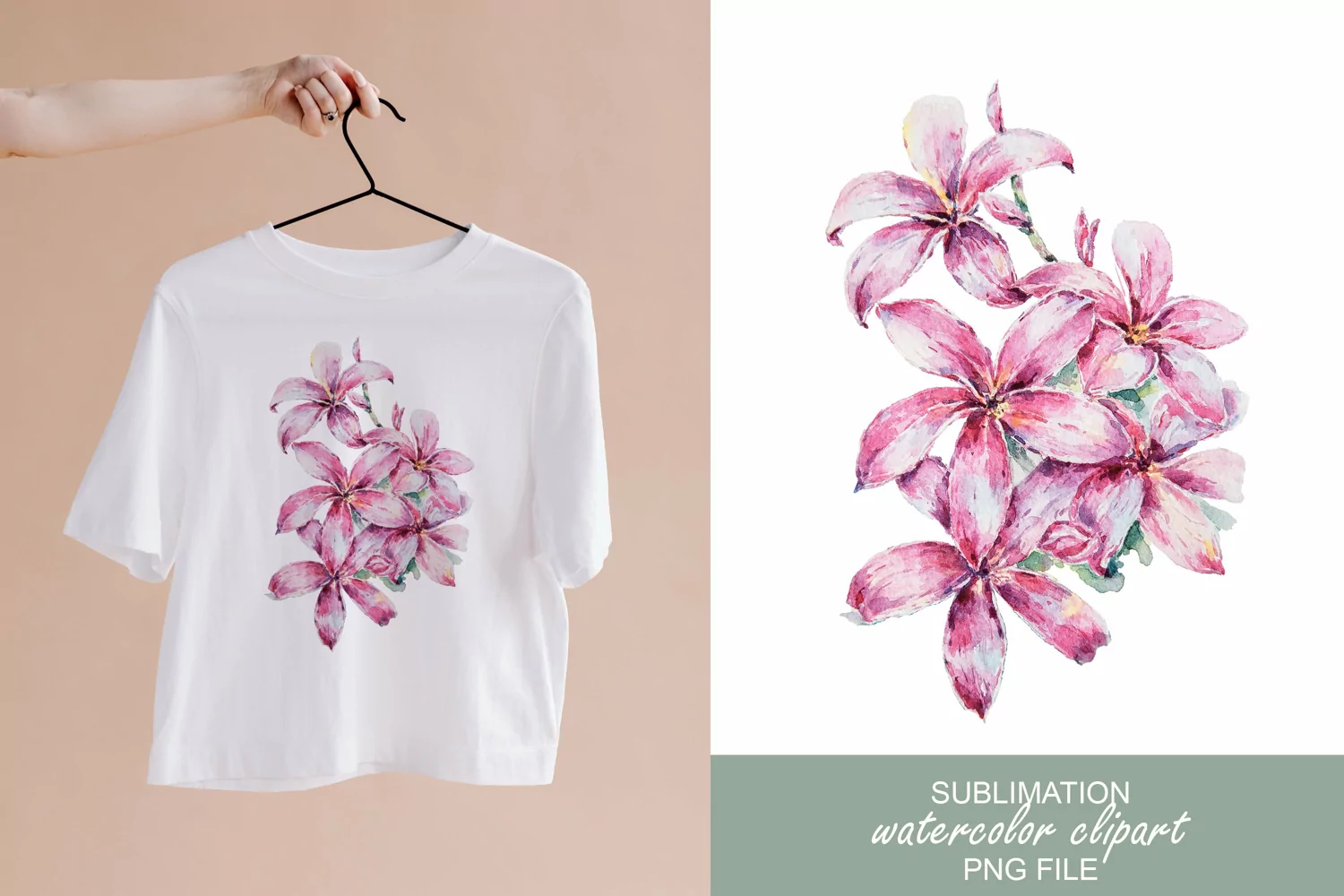 Watercolor tropical flower bouquet sublimation / clipart product image 1