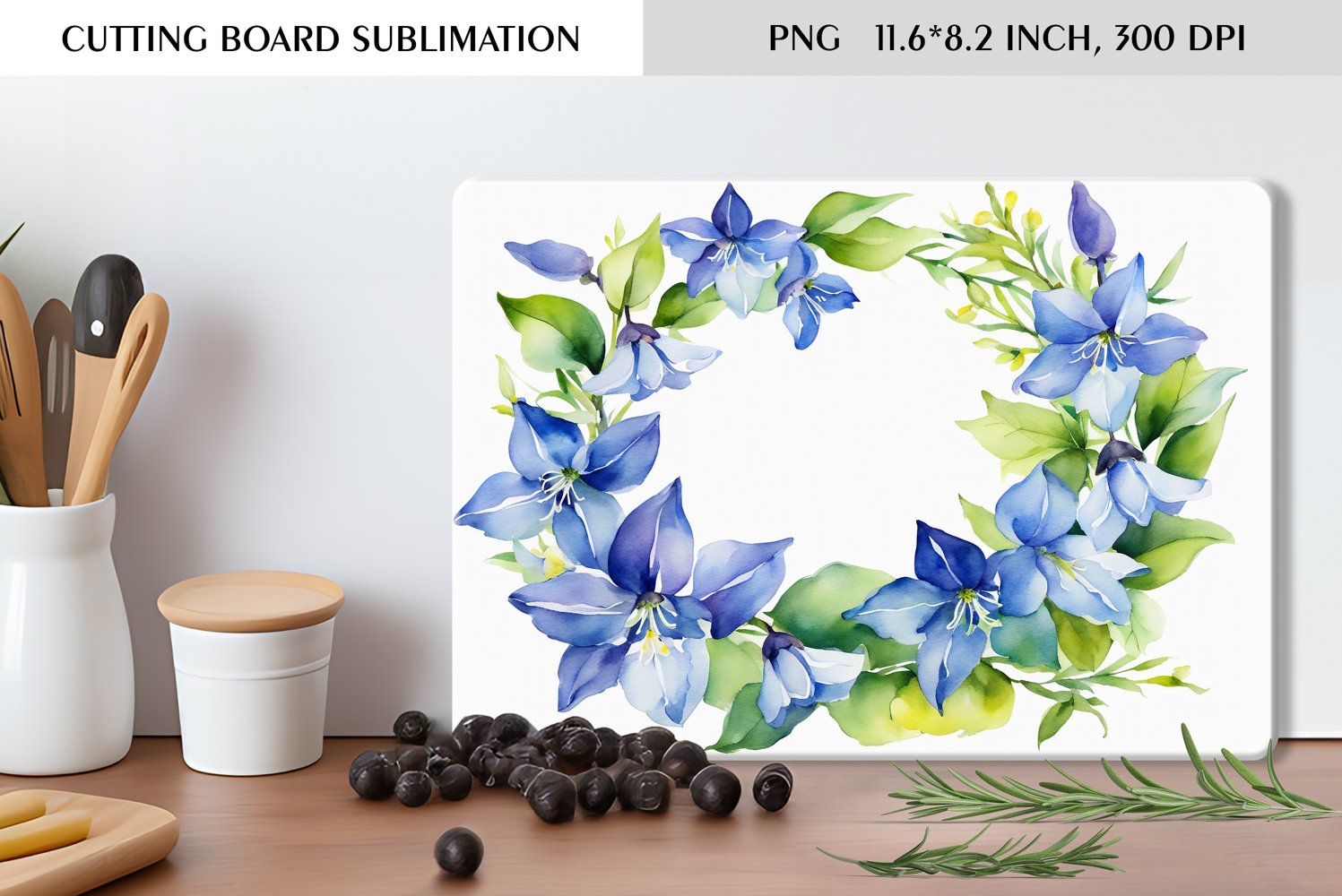 Summer Watercolor Flowers Design|Cutting Board Sublimation product image 1