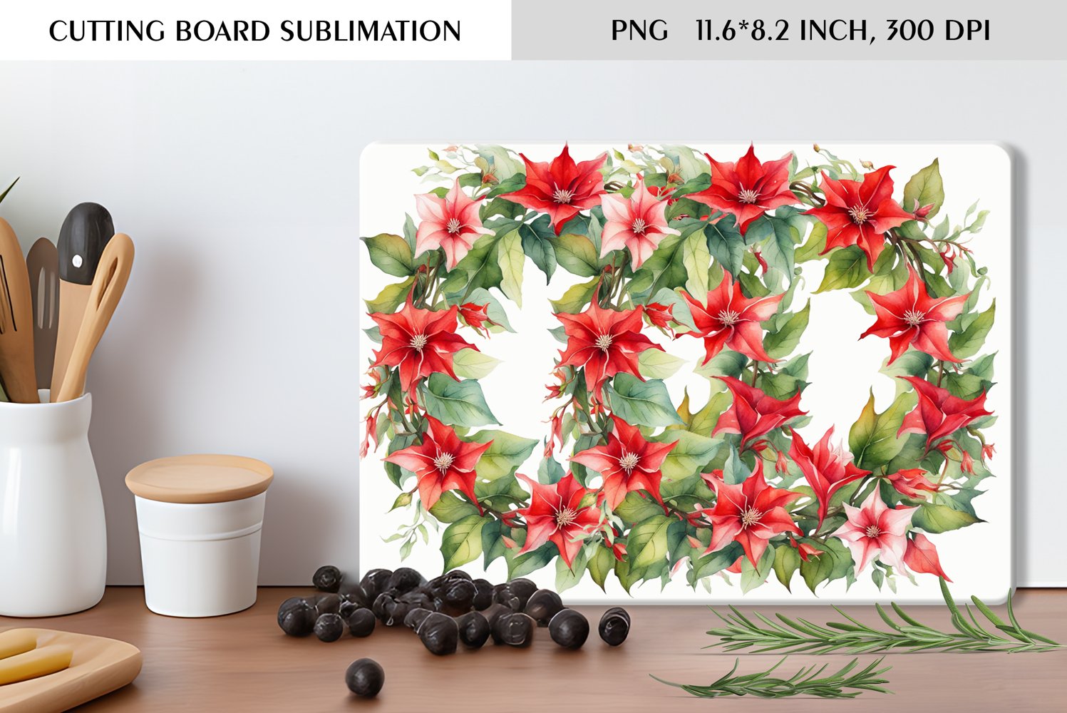 Summer Watercolor Flowers Design|Cutting Board Sublimation product image 1
