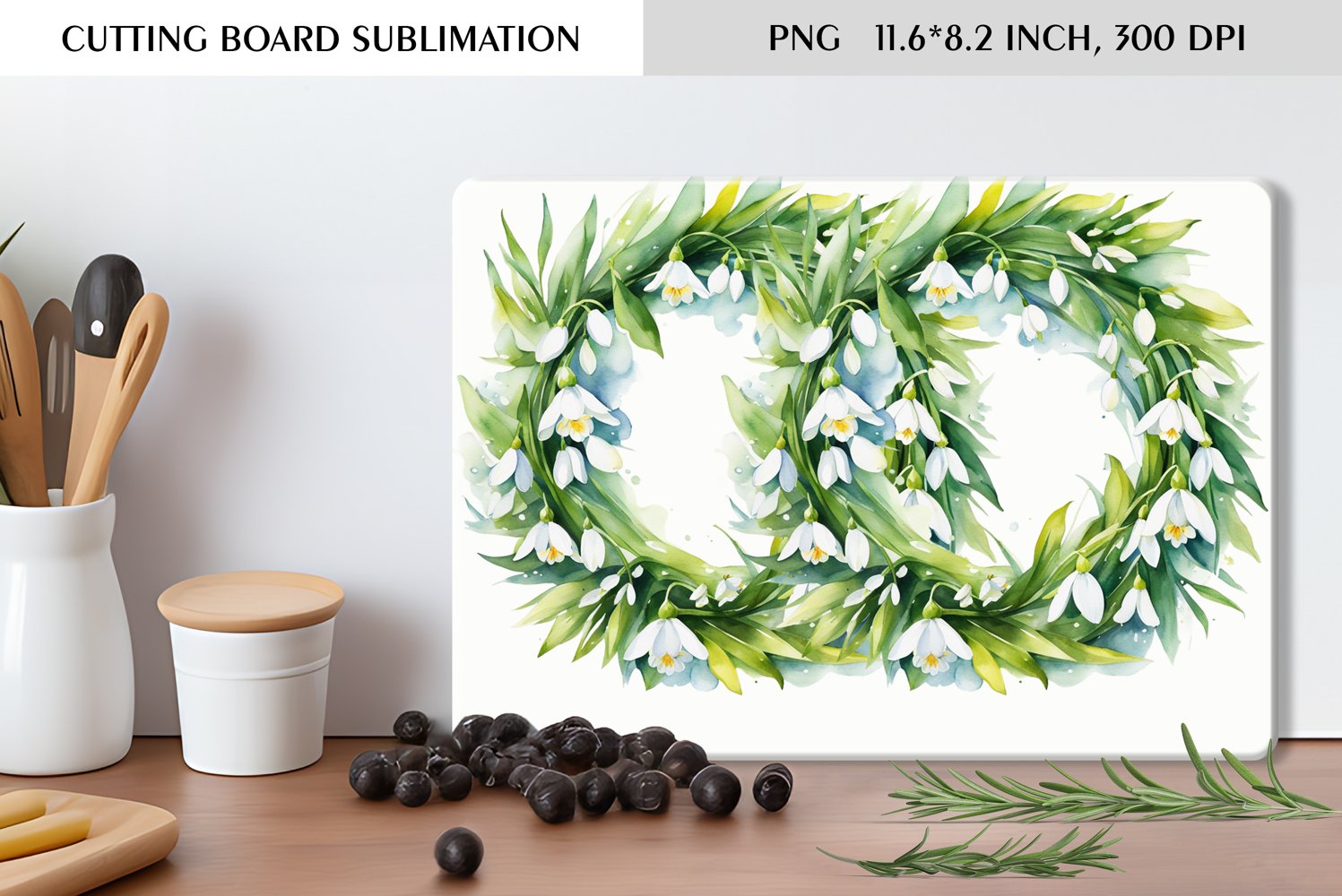 Summer Watercolor Flowers Design|Cutting Board Sublimation product image 1