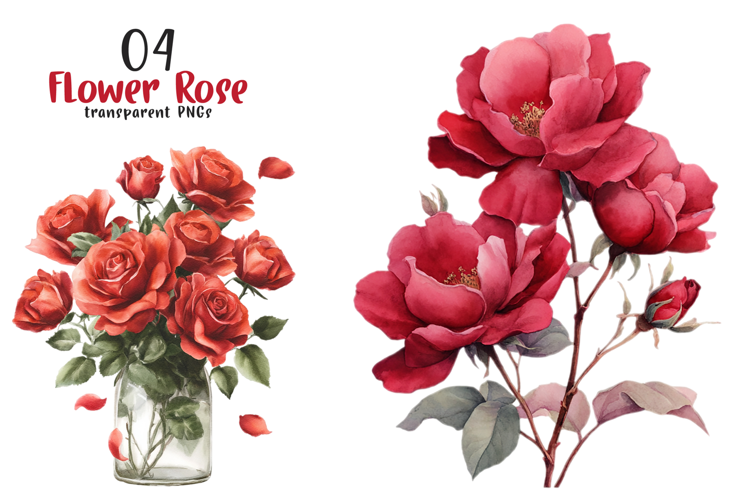 Watercolor Flower Rose Clipart product image 1