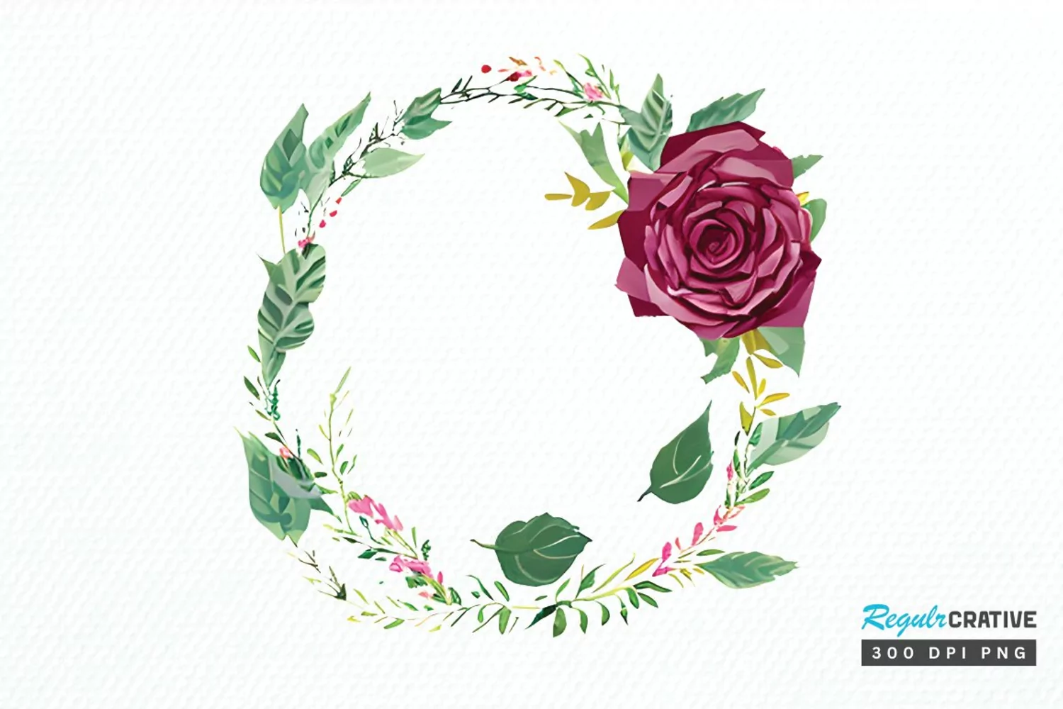 Watercolor Flower Round PNG Clipart product image 1