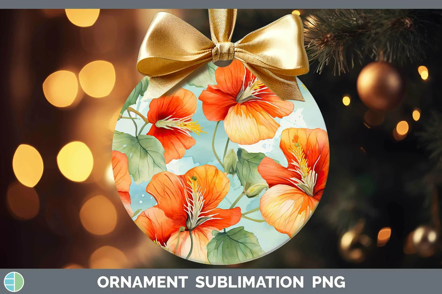 GorgeousWatercolor Flowers Ornament design.