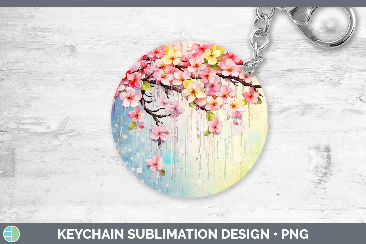 GorgeousWatercolor Flowers Keychain design.