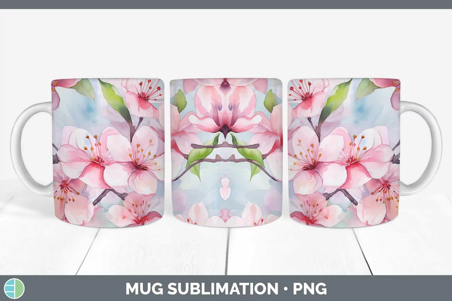 GorgeousWatercolor Flowers Mug Wrap design.