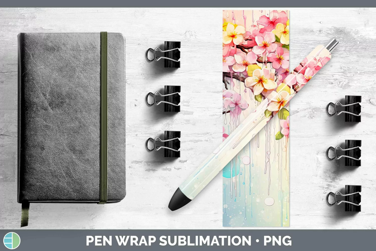 GorgeousWatercolor Flowers Pen Wrap design.