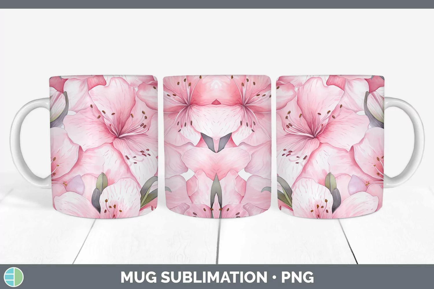 GorgeousWatercolor Flowers Mug Wrap design.