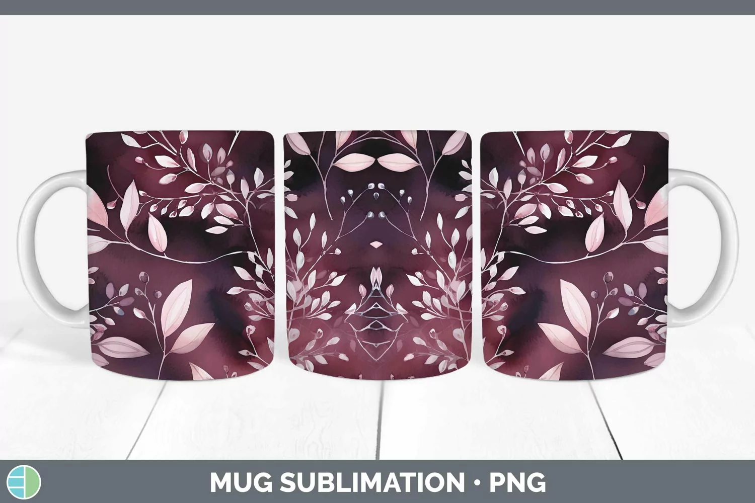 GorgeousWatercolor Flowers Mug Wrap design.