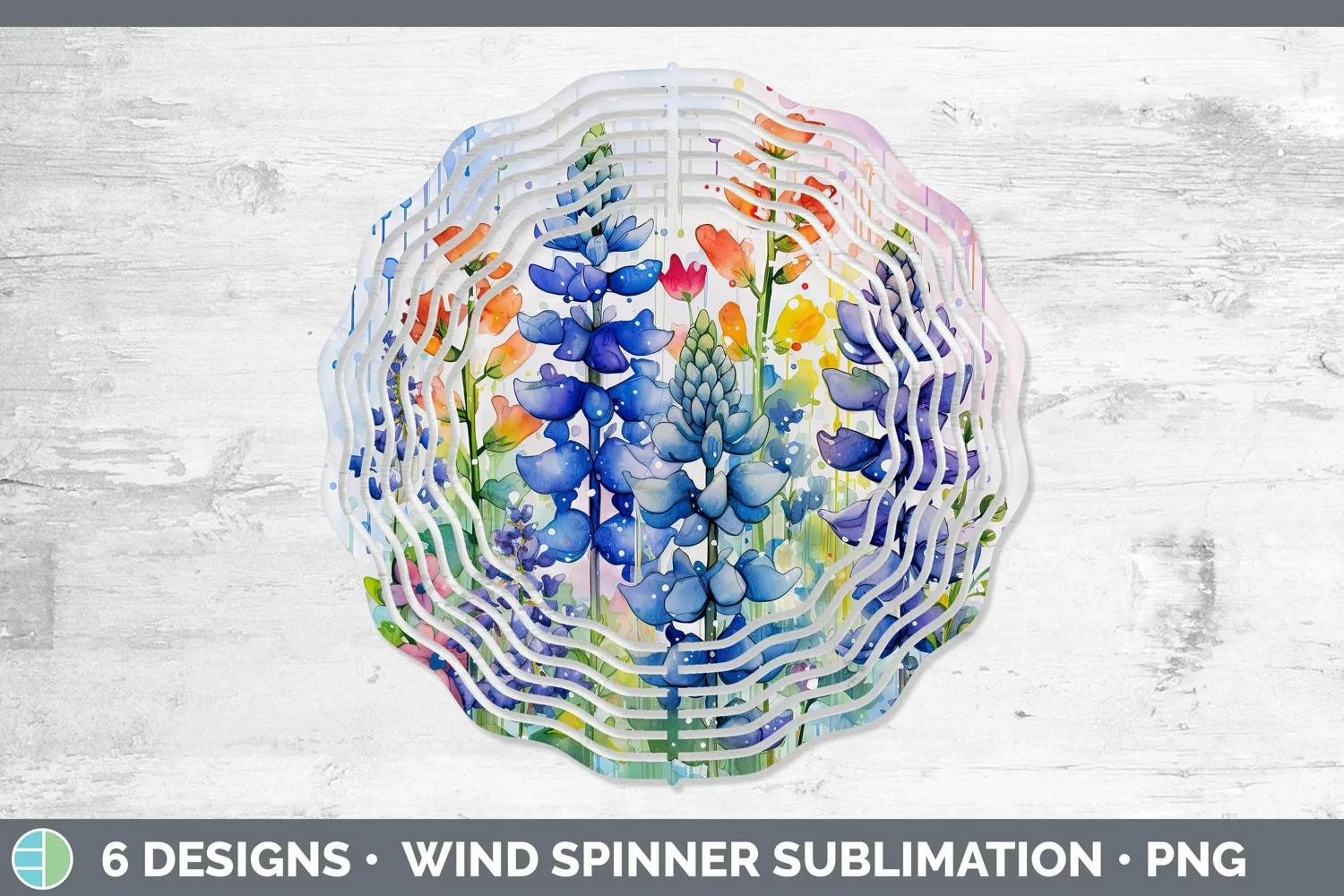 GorgeousWatercolor Flowers Wind Spinner design.