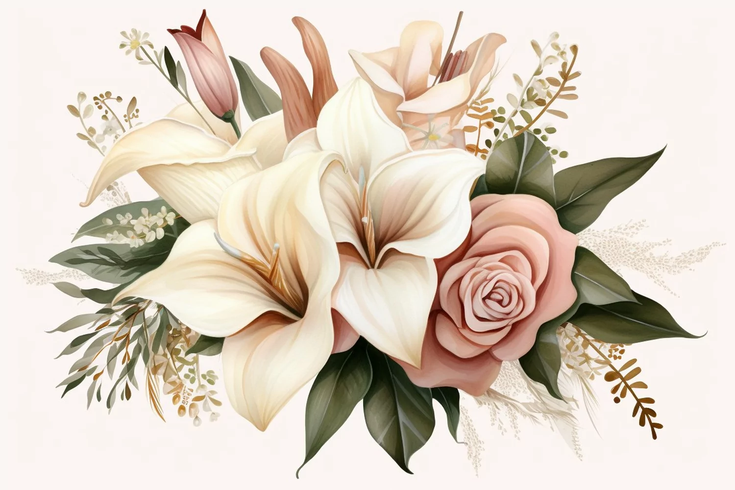 Watercolor Flowers Bouquets, illustration Background product image 1