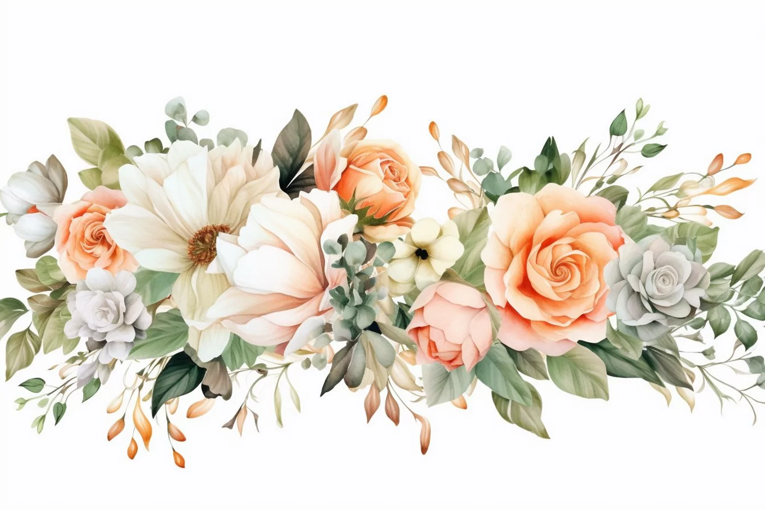 Watercolor Flowers Bouquets, illustration Background product image 1