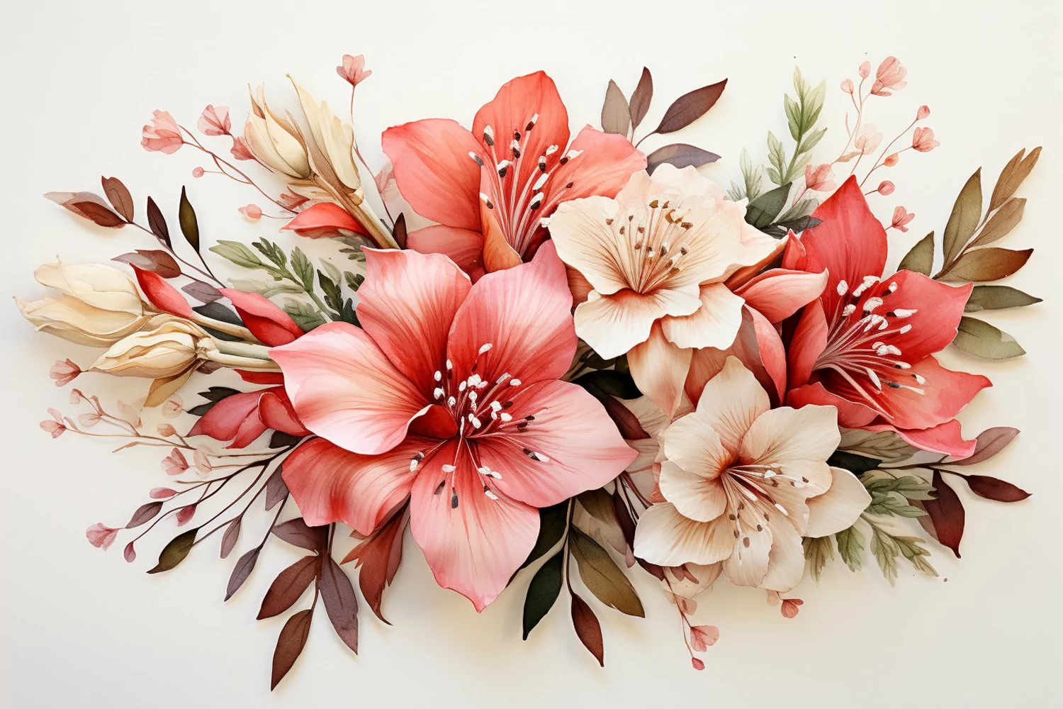Watercolor Flowers Bouquets, illustration Background product image 1